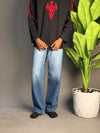 BLUE WITH WHITE SHADE SEMI BAGGY JEAN