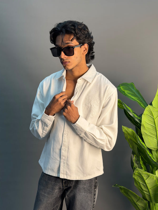 WHITE DENIM BOXY SHIRT
