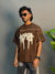 BROWN PTINTED T-SHIRT