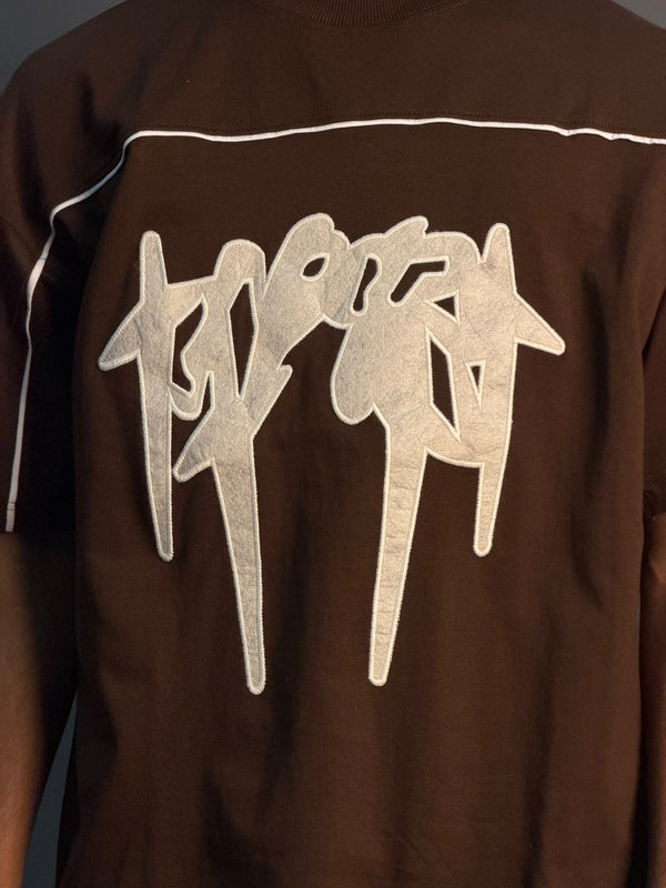 BROWN PTINTED T-SHIRT