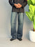 BLUE WITH DARK GREENSEMI BAGGY JEAN