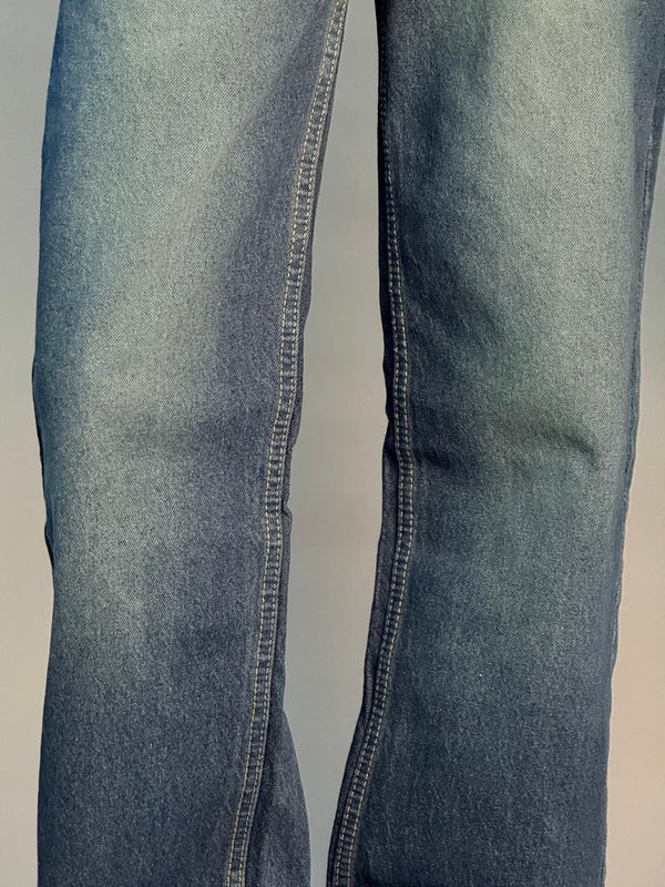 BLUE WITH DARK GREENSEMI BAGGY JEAN