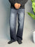 Dark Blue With White Shade Semi Baggy Pants