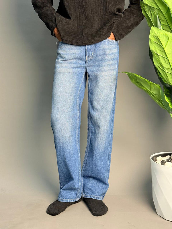 Dark Blue With White Shade Semi Baggy