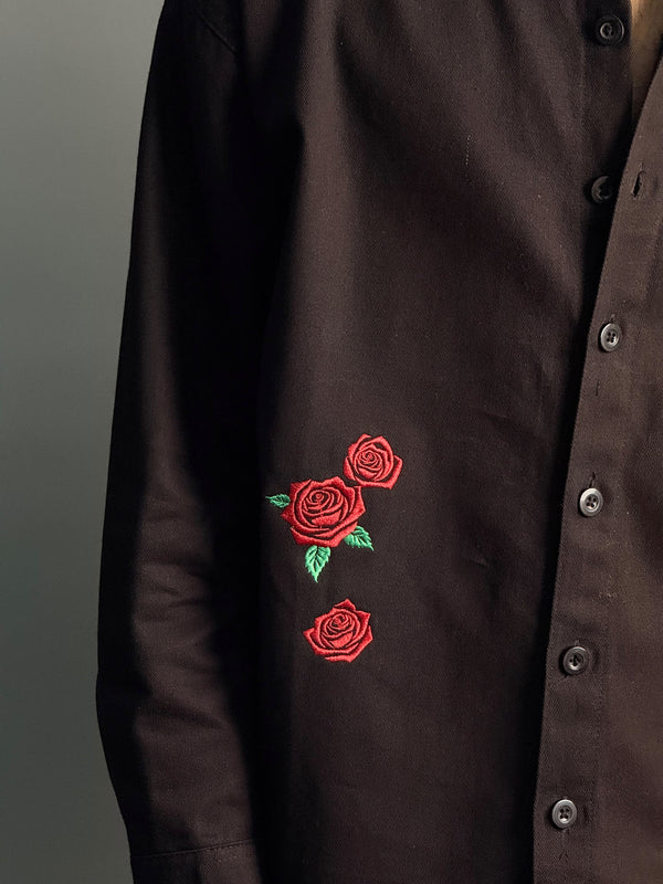 Black Embroidery With Roses Shirts