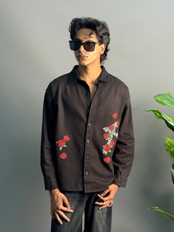 Black Embroidery With Roses Shirts