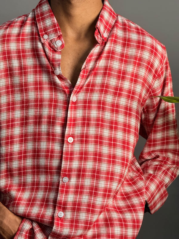 Red and white check shirt