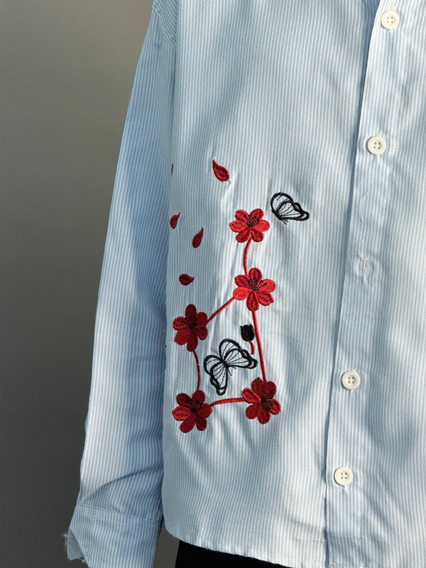 Blue Stripes And EmbroideryShirts