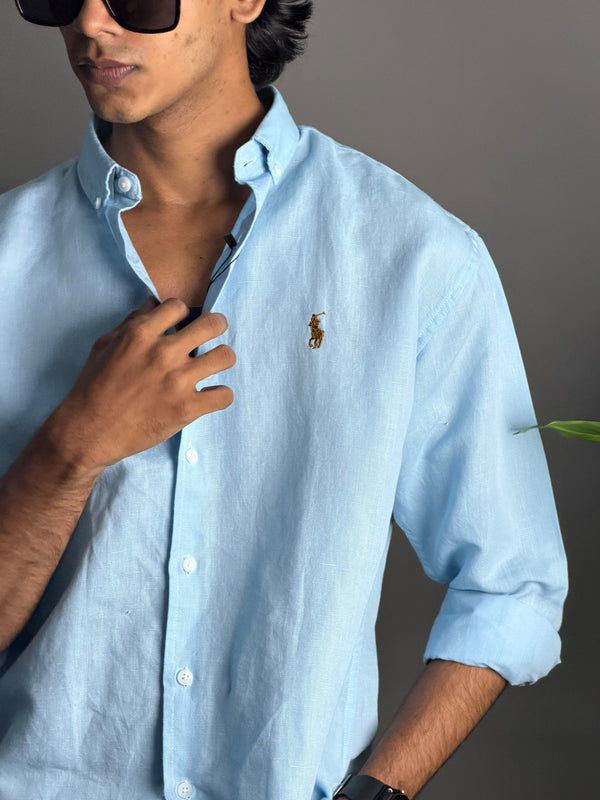 Sky Blue Plain Linen shirt