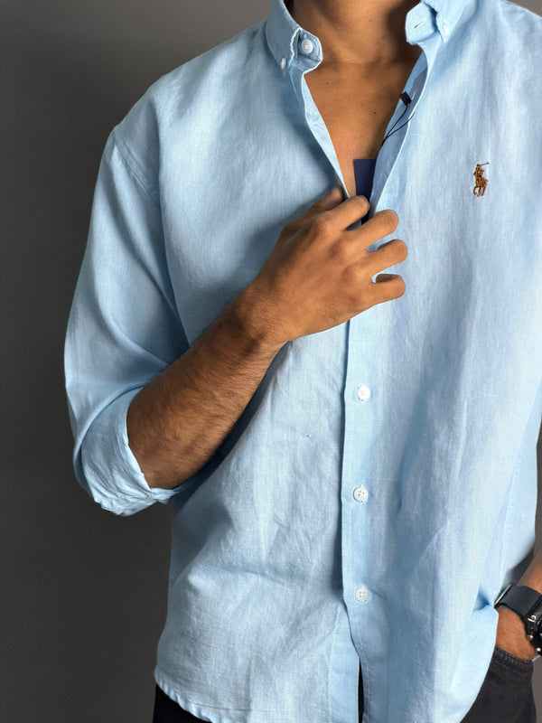 Sky Blue Plain Linen shirt