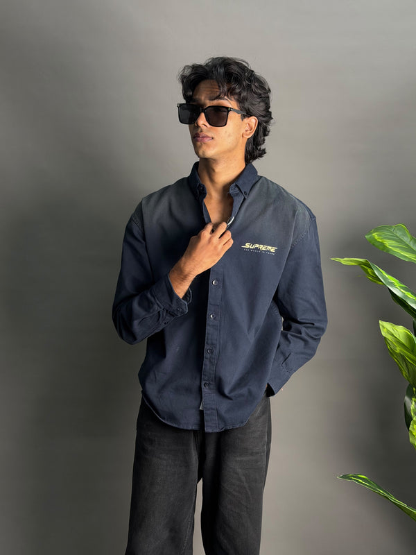 Dark Blue With Grey Shade Denim Shirts