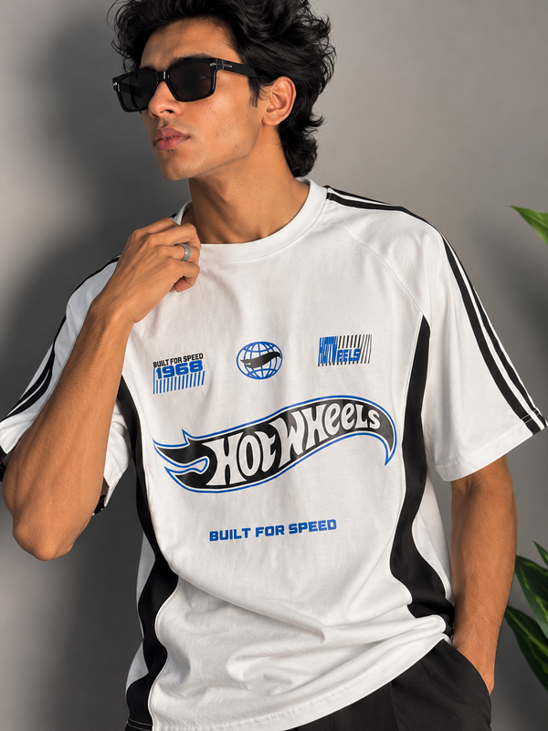 White Hot Wheels Five-Sleeve T-Shirt