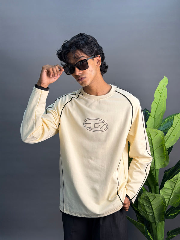 Full Sleeve Cream Cotton T-Shirts