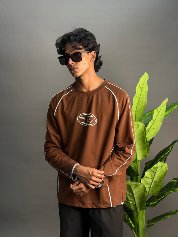 Full Sleeve Brown Cotton T-Shirts