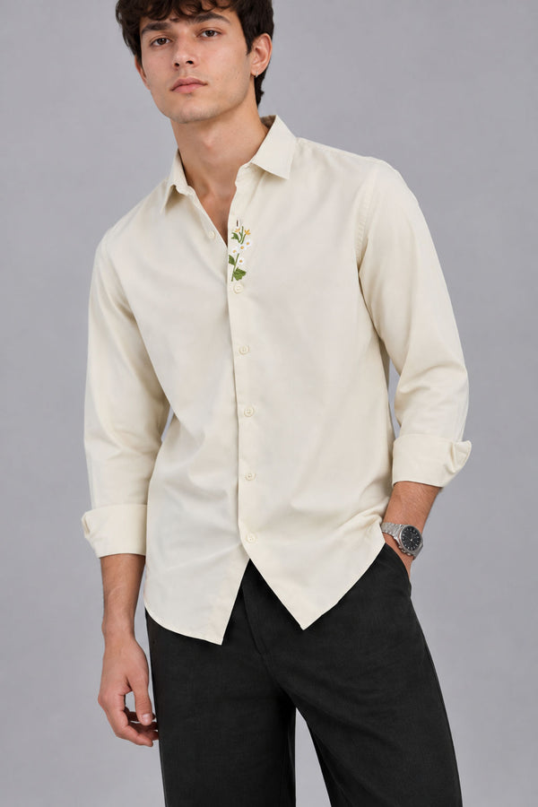 Premium Embroidery Shirt Cream