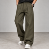 Dark Olive Green Wide-Leg Trousers