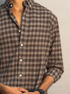 Dark Brown & Beige Checkered Shirt