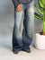 Wide Leg Dark Blue & Green Jeans