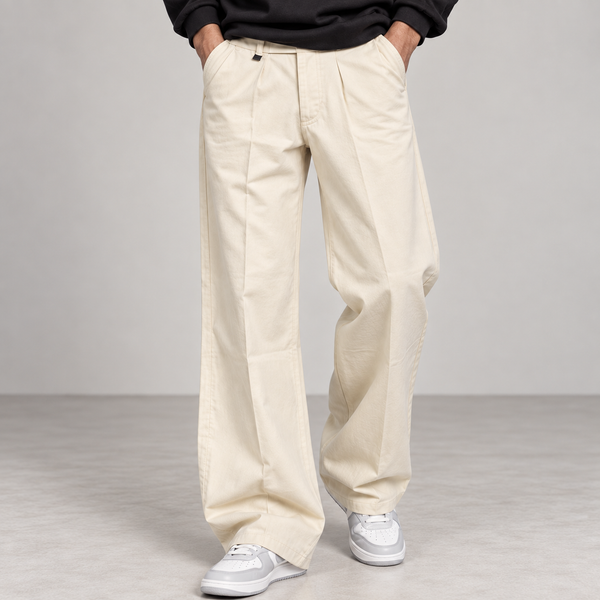 Cream Bootcut Pants