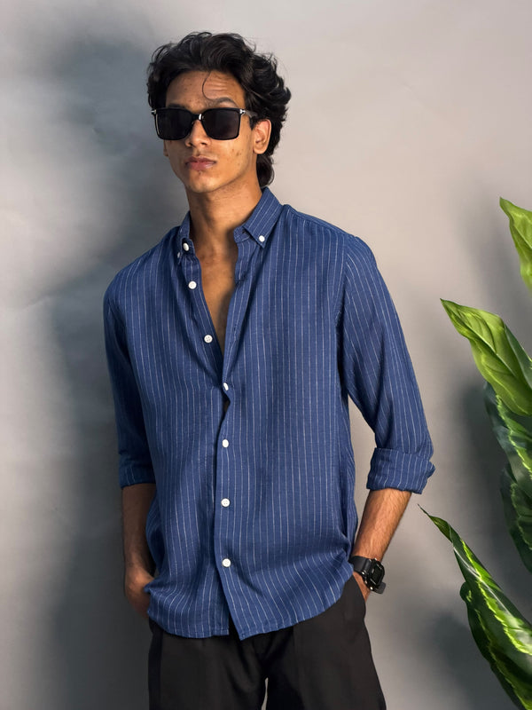 White & Dark Blue Lines Shirt