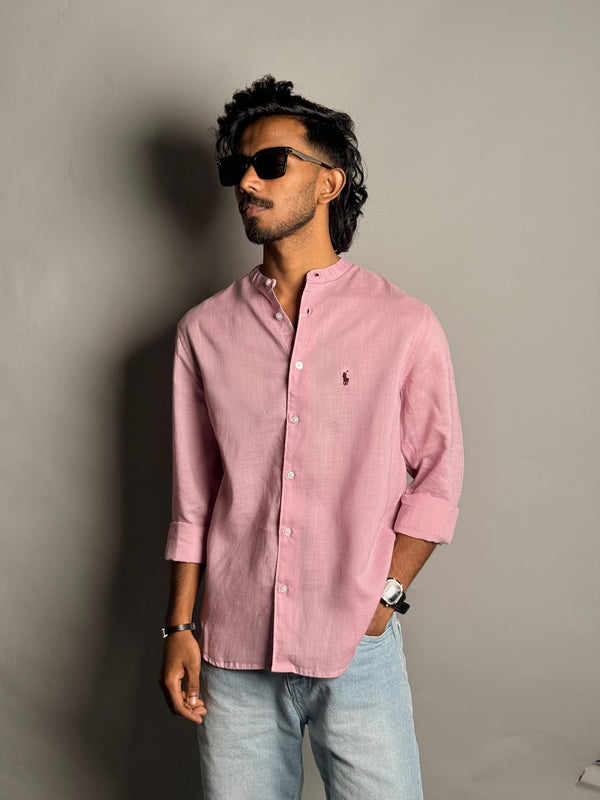 Pink Chinese Collar Shirt