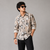 Beige Black Floral-Pattern Full-Sleeve Shirt
