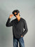 Charcoal Black Henley Full-Sleeve T-Shirt