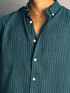 White & Peacock Blue Lines Shirt