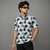 Black Grey White Geometric Short-Sleeve Shirt