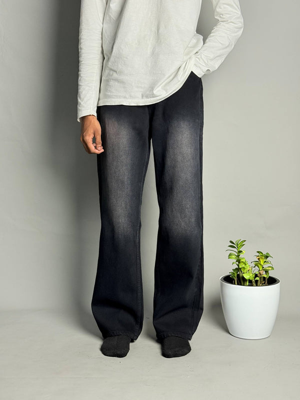 Black With Light Purple Shade Straight Fit Jeans