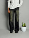 Black With Green Shade Straight Fit Jeans