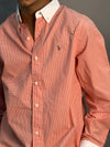 White Collared Orange & White Checks Shirts
