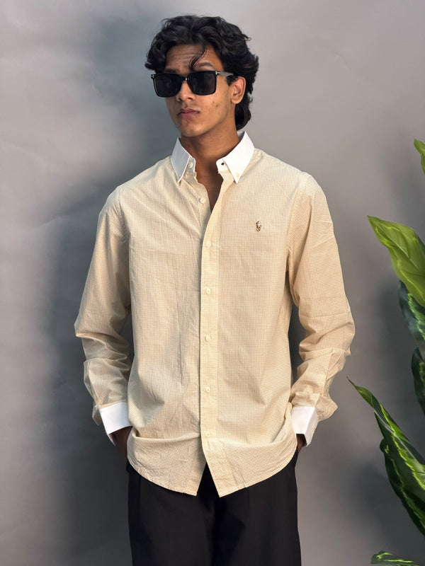 White Collared Yellow & White Checks