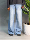 Wide Leg Light Blue & White Jeans