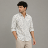 White Light-Tone Geometric Full-Sleeve Shirt