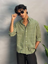 White & Green Checks Shirt