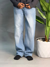 Semi Baggy Sky Blue & White Jeans