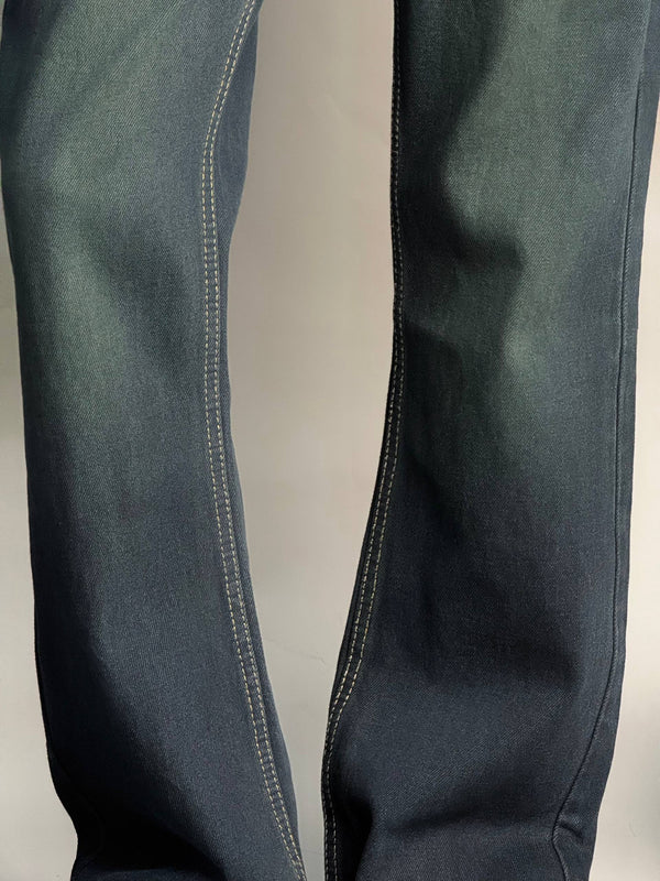 Dark Blue With Green Shade Semi Bootcut