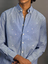 Navy Blue Microchecks With Stars Shirt