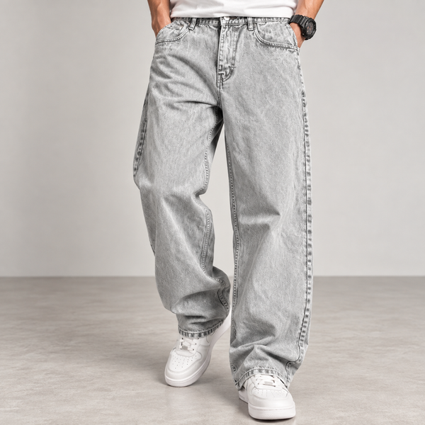 Light Grey Washed Baggy Fit Jeans
