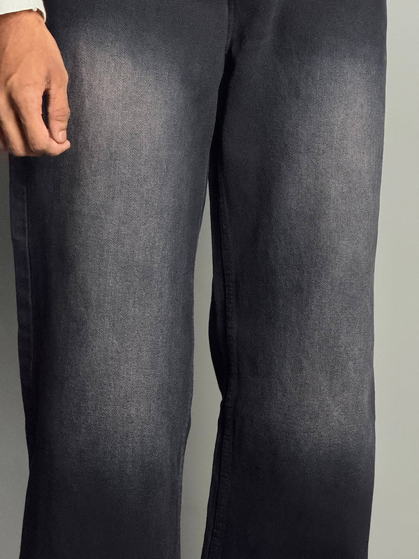 Black With Light Purple Shade Straight Fit Jeans