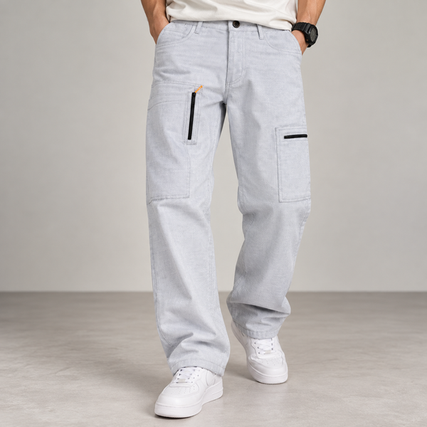 Light Grey Patterned Cargo Pants