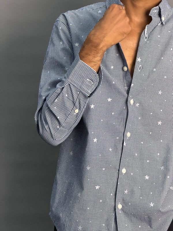 Black Microchecks With Stars Shirt