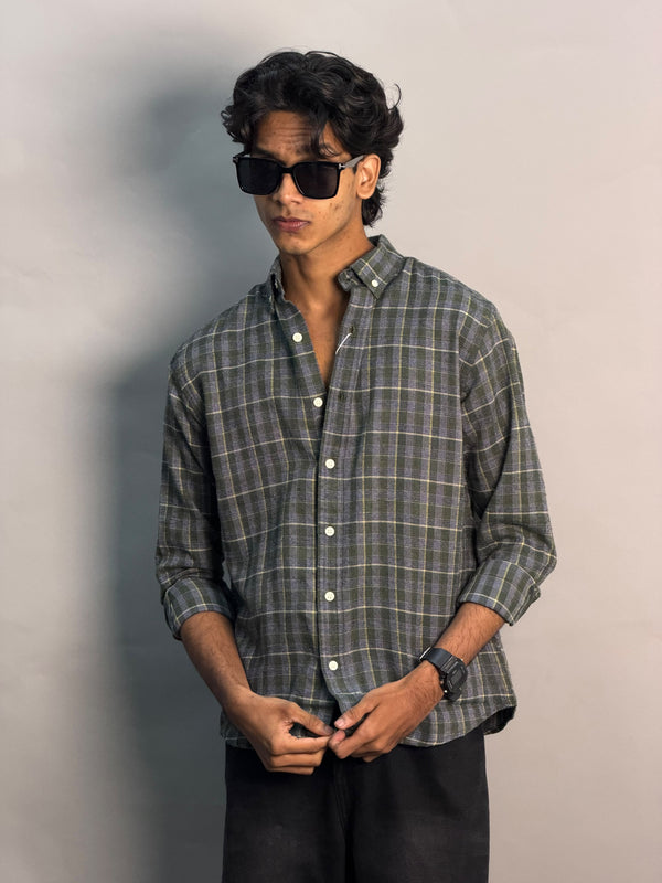 Dark Green & Cream Checkered Shirt