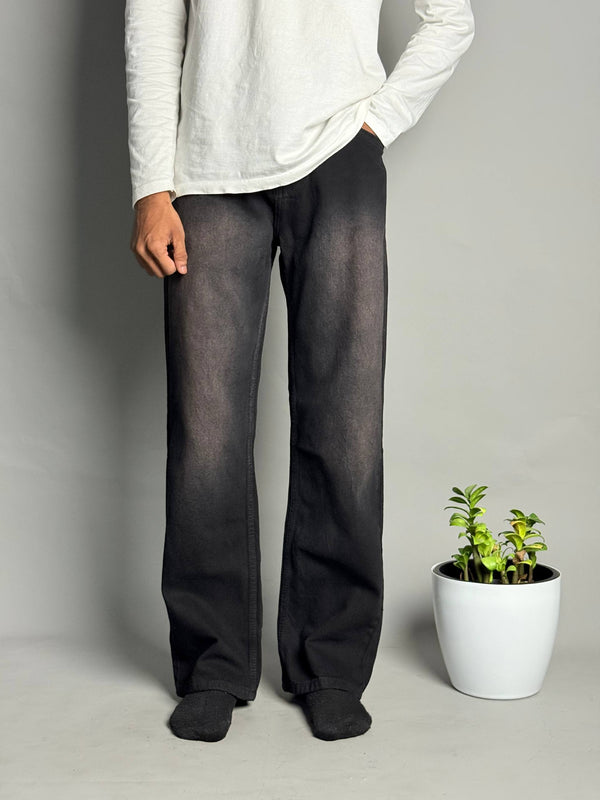 Black With Purple Shade Straight Fit Jeans