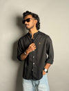 Black Chinese Collar Shirt