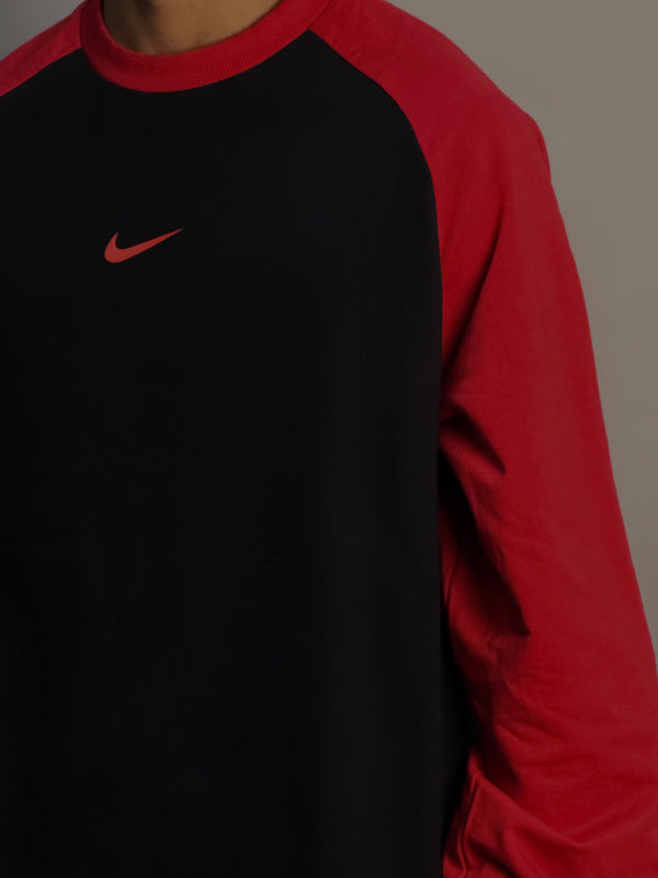Oversized Black & Red Full Sleeve Tshirt