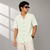 Light Green White Stripe Five-Sleeve Shirt