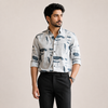 Light Grey Dark Graphic Full-Sleeve Shirt
