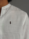 White Chinese Collar Shirt